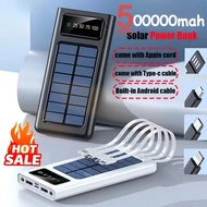 500000mah Solar Power Bank Built Cables Solar Charger 2 Usb Ports External With Led Light Super Fast