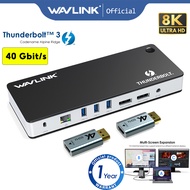 WAVLINK 8K Dual HDMI Dual DisplayPort Thunderbolt 3 Docking Station with 60W Charging,Dual DisplayPort 1.4 Gigabit Ethernet, Audio, Support 144hz Gaming Monitor