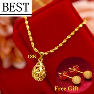 Original Gold 18k Pawnable Saudi Necklace for Women Sand Gold Drop Pendant Hollow Flower Hydrangea Necklace Nasasangla Legit Online Sale Wedding and Party Gifts for Women Buy One Get One Free Gift Earrings