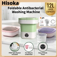 Hisoka 12L Foldable Washing Machine  2 in 1 Portable Mini Washer & Dryer Kills Bacteria Automatik Dr