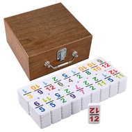 Mexican Dominoes Set in WoodenCase Double 12 Colored Numbers Set with Acrylic Hub, 91 Numbered Domin