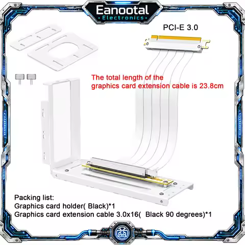 PCI Express 3.0 4.0 GPU Riser Cable with 2 Slot Vertical Mount Holder for Gaming PC Case