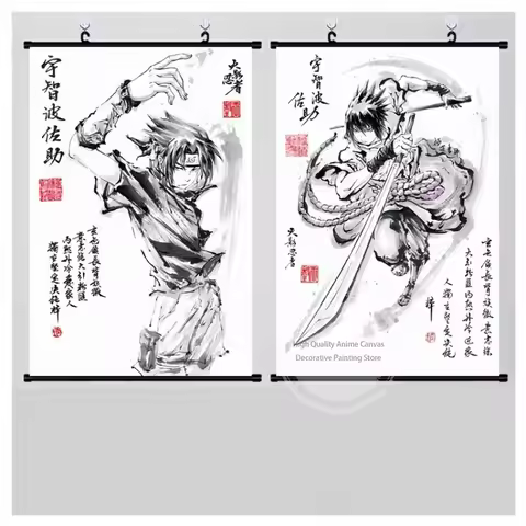 Naruto Sasuke Naruto Shoda Fumio's Attack on Titan's Work Cell Anime Scroll Hanging Mural Poster