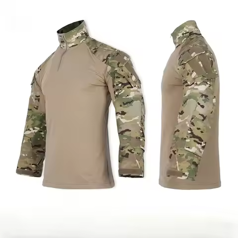 Outdoor Long Sleeve Tactical Shirts G3 Combat Frog Shirt 1/4 Zipper Ripstop Wear-resisting Camo T Sh
