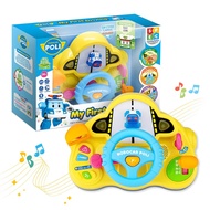 Robocar Poli Steering Wheel Toy, Musical Pretend Play Driving Toy for Baby Driver, My First Driving 