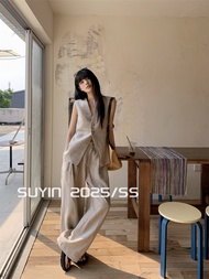 ชุดเสื้อกั๊กแขนกุด SUYIN สำหรับผู้หญิง ชุดสองชิ้น เอวสูง ทรงหลวม สไตล์เกาหลี แฟชั่นฤดูร้อน 2025