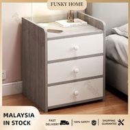 Funky Home-3 Drawers Wooden Elegant Bedside Table Nightstand Coffee Side Table with Drawer and Desk