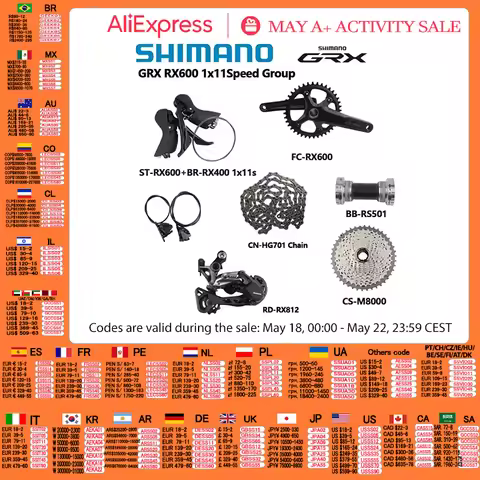 SHIMANO GRX RX600 1x11s Road Bike Groupset 170MM/172.5MM 40T RD RX812 Brake RX400 HG701 Chain M8000 
