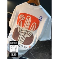 Short Sleeve Printed t Loose Trendy Korean American Casual ins Letter cod20262025Summer Men's Casual