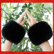 [DRM]♥1 Pair Faux Fur Wrist Warmers Fluffy Women Plush Sleeve Cuffs Windproof Thermal Accessory for 