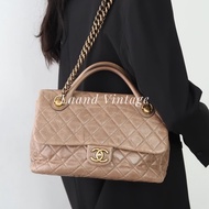 Chanel • 孟買奶茶色金釦油臘牛皮鏈條包 2way