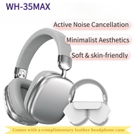 Gaming & Music Wireless Headphones - WH-35MAX Silver HiFi Foldable Over-Ear Sports IPX4 TF/AUX/Bluet