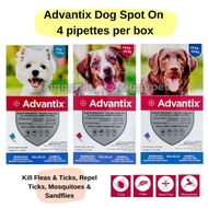 ☆Advantix Dog Spot On Flea  Tick Treatment (4 pipettes per box)☀