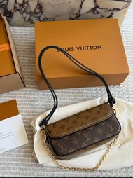 ✨Louis Vuitton ivy wallet on chain ivy塗層帆布法棍包手提單肩包 女款 棕色