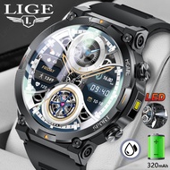 LIGE Flashlight BT Call Smart Watch original Men Full Touch Sleep Health Monitor Sport IP67 Waterpro