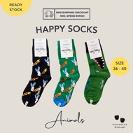 [READY STOCK] Happy Socks Animals High-Crew Socks Streetwear Hipster Trendy Cute Unisex High Crew So