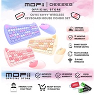 MOFII Geezer Cute Cat 2.4G Wireless Keyboard Mouse Set Office Table PC Laptop Girls Kitty