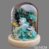🔴訂購預10日［可愛藍色獨角獸玻璃罩擺件 12x14CM ］公仔玻璃罩 藍色系列 保鮮花永生花花材，店主手作成品，✔️附包裝。 💰不議價❌ 💰Fixed Price❌No bargain Preord