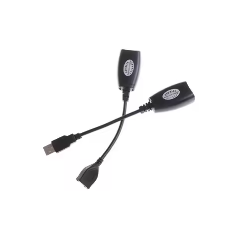 USB Extension Ethernet RJ45 Cat5e/6 Cable LAN Adapter Extender Over Repeater Set