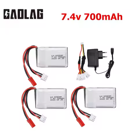 7.4V 700mAh Lipo Battery with charger For MJX X600 F46 X601H RC Quadcopter Helicopter Drone 7.4v 603