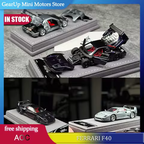 In Stock AOC 1:64 Ferrari F40 Full Opening HEC Beijing Limited Silver Chameleon Diecast Alloy Classi