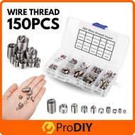 PRODIY 150PCS Wire Thread Insert Thread Repair Kit Threaded Insert Helicoil Set Stainless Steel Heli