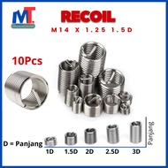 10Pcs Recoil Helicoil M14x1.25 1.5D Recoil Helicoil Verbos For Damaged Thread Repair
