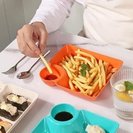 Multi-purpose French Fries Ketchup Holder Dumpling Plate With Vinegar Plate Snack Dish 2-Grid Spices Dish Dumplings Dessert