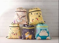 (台灣直送) 台灣限定 7-11 POKEMON 束口後背袋 索繩袋 後背包 外有拉鍊 皮卡超 伊布 雷伊布 卡比獸