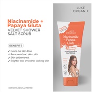 Luxe Organix Niacinamide + Papaya Gluta Velvet Shower Salt Scrub 320g