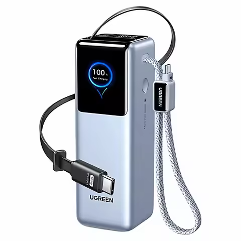 UGREEN 25000mAh Power Bank, 200W Fast Charging, Retractable Cable,100W Input,For iPhone & Laptops