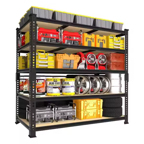 Adjustable Heavy Duty Garage Storage Shelves 48" W X 24" D X 72" H 5-Tier Industrial Metal Shelving 
