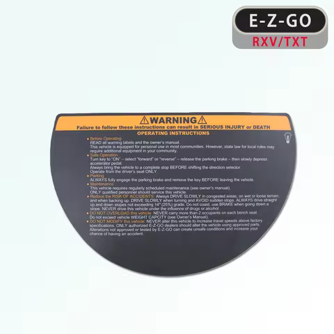 E-Z-GO 608529 Steering Wheel Warning Decal for Gas & Electric Ezgo Golf Cart Accessories