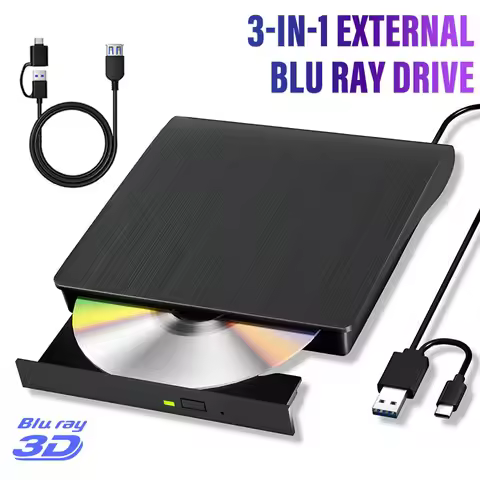 External Blu ray Drive CD Burner with Extension Cable USB3.0 Portable BD/CD/DVD-RW Player Writer Rea