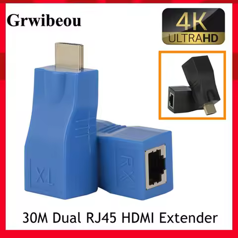 4k HDMI-compatible Extender RJ45 Ports LAN Network HDMI-compatible Extension Up To 30m Over CAT5e / 
