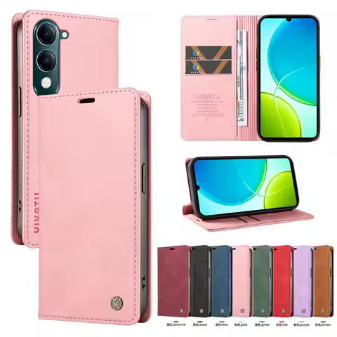 Magnetic Leather Wallet Flip Cover For VIVO Y39 Y38 Y36 Y35 Y29 Y28 Y27 Y21 Y20 Y19S Y17S Y16 Y15 Y0