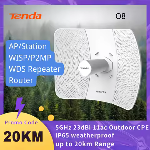 Tenda O8 Outdoor Access Point 433 Mbps Long Range CPE 5GHz Wireless Bridge 23dBi Transmission 20km A