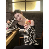 SUPER ATTRACTIVE COOL STRIPED FLAT SHOULDER SHIRT S6631