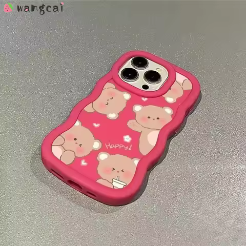 Cute Bear Macaron 3D Wave Phone Case For Infinix Hot 60 60i 50 50i 40 40i Pro Plus 30i 20i 12i 11 10