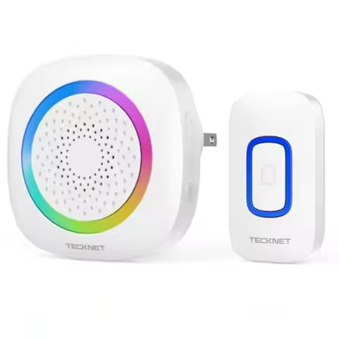 TECKNET Plug in Wireless Doorbell with RGB Lighting and 1300 Feet Range, IP66 Waterproof Door Bell f