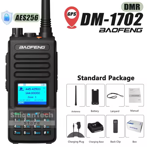 DM-1702 GPS Walkie Talkie Baofeng DMR GPS Radio AES256 Encryption 5W Dual Mode Analog Dual Band SMS 
