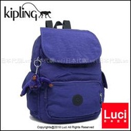 紫色 KIPLING CITY PACK S 15635 05Z 後背包 翻蓋 束口 書包 小猴子♡LUCI日本代購♡