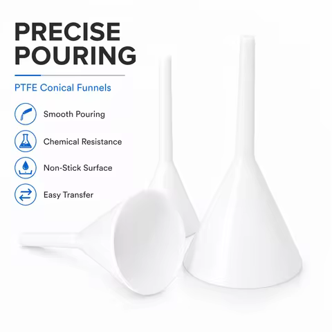 PTFE Funnel White Chemical Resistant Laboratory Funnel with Filter 52mm 80mm 105mm 160mm for Liquid 