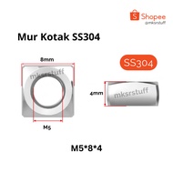 SS304 Stainless Steel 304 Square Nut - M6, M8, M10