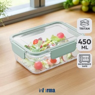 HIJAU Informa Appetite Lucy Tritan Rectangle 450 Food Container ML - Green Food Container Food Box