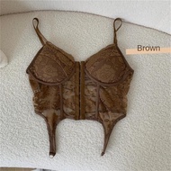 Coli renda wanita baharu, baju tangki nipis seksi, dengan coli tulang ikan, sesuai untuk dipakai mus