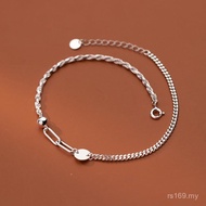Classy Nalan Art Korean Version Silver Anklet Simple s925 S456 Chain 4 Hollow Foot Jewelry Double Ri