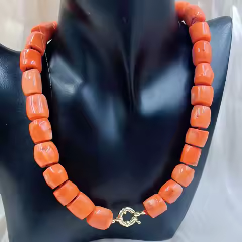 12-14mm Africa Style Drum Rondelle Natural Sea Bamboo Women Jewelry Gift Short Collar Big Orange Cor