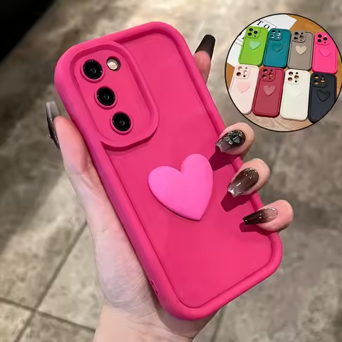 S 23 24 22 21 20 Cute 3D Love Heart Matte Case For Samsung Galaxy S24 S23 S22 S21 S20 FE Plus Ultra 