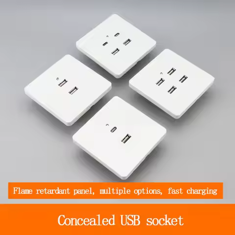 86 type 2/4/6 port switch socket usb panel Type-c construction site 220v to 5v electrician universal